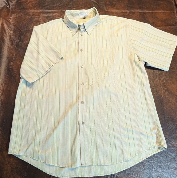 Geoffrey Beene Men's Striped Button Down Shirt - Light Green - Picture 1 of 4